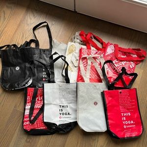 Lululemon Reusable Shopping Totes - Set of 10 variety of colors
